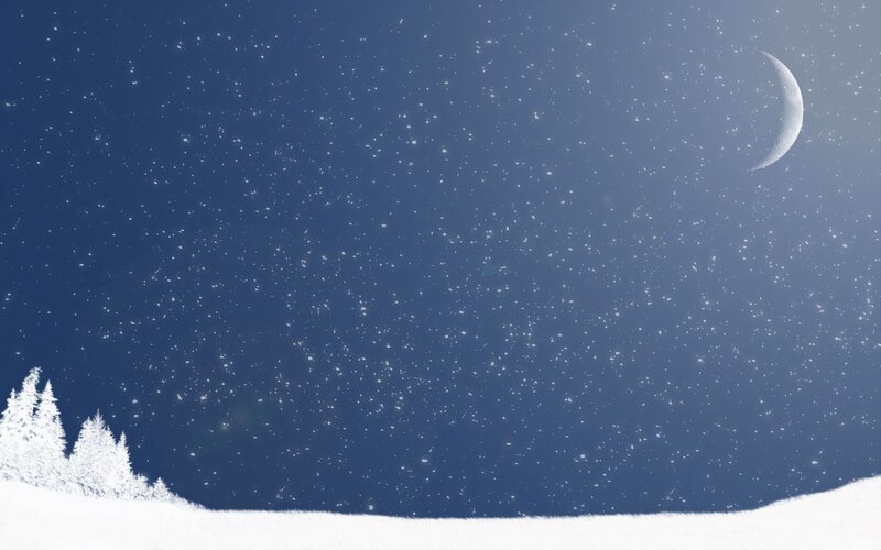 Snowy Trees under Moon — Blue, Serene