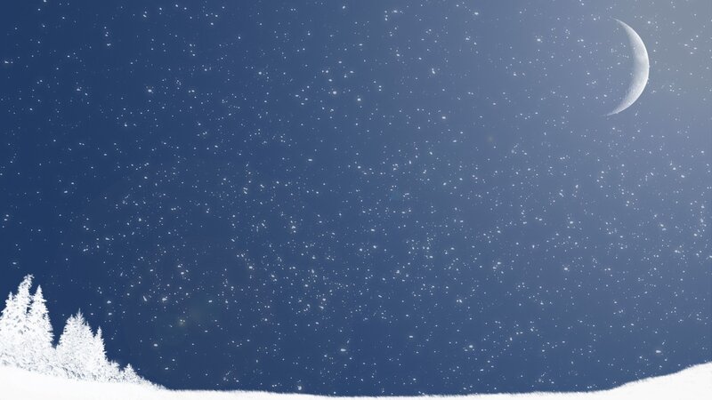 Snowy Trees under Moon — Blue
