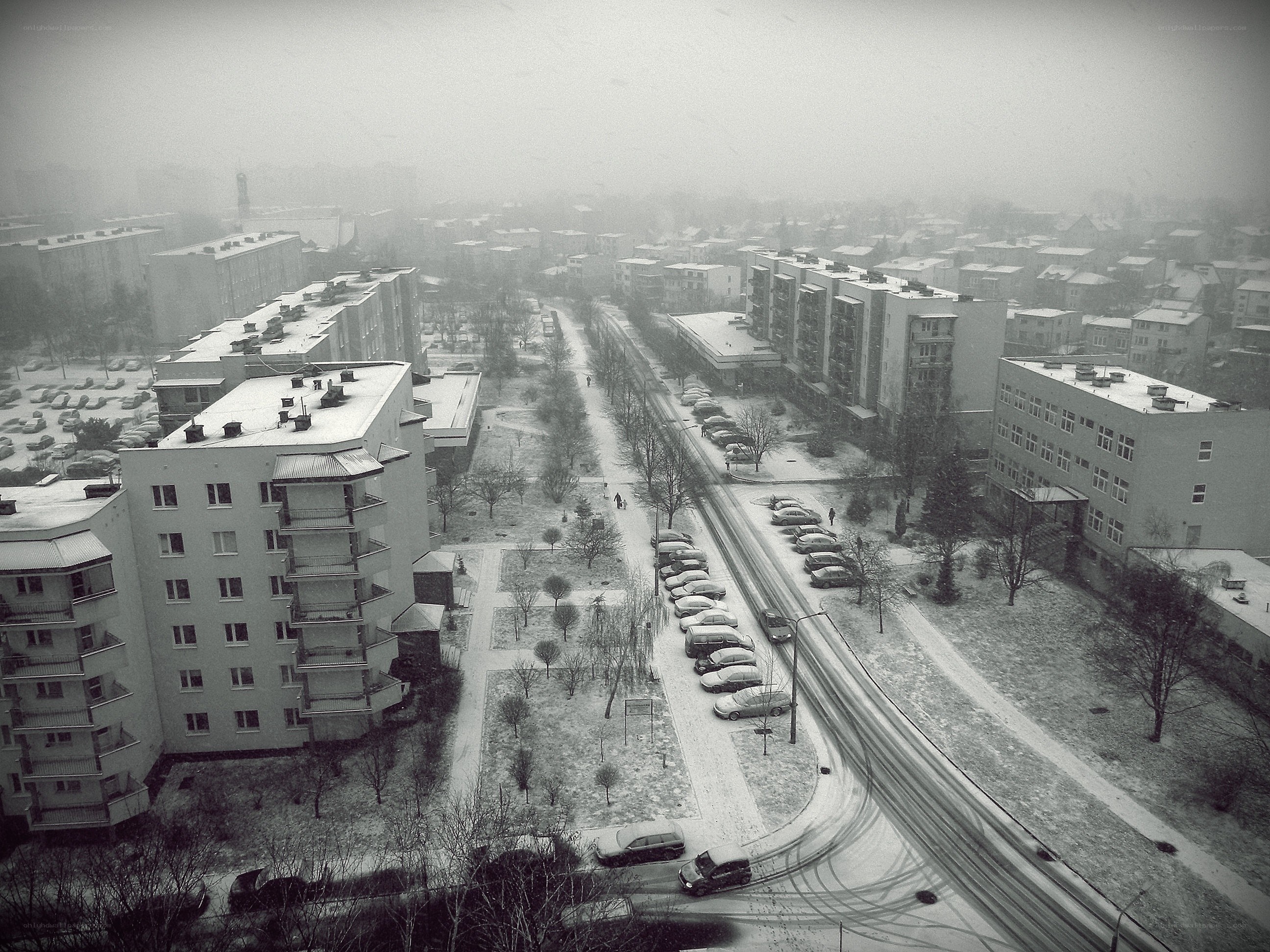 Snowy urban landscape