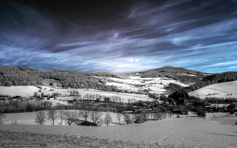 Snowy valley landscape