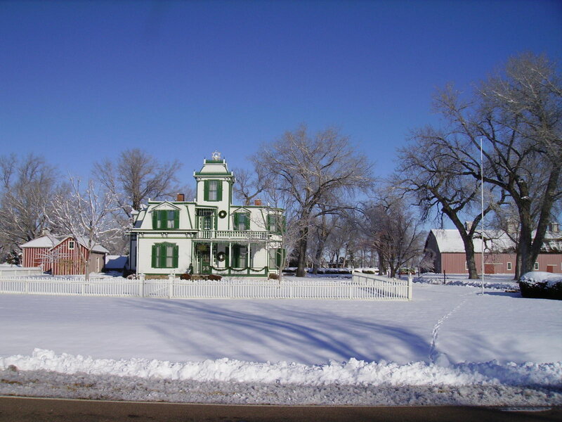 Snowy Victorian house in winter