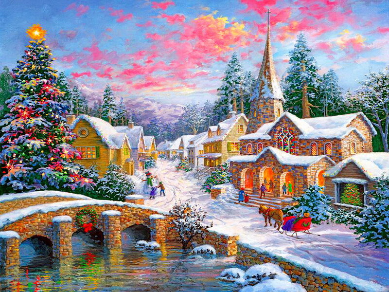 Snowy Village at Christmas