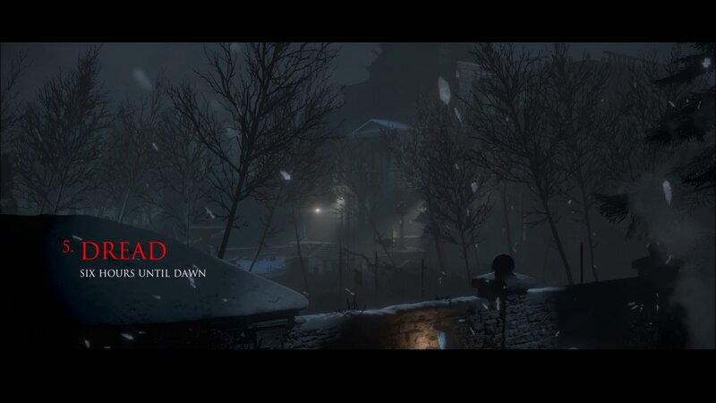 Snowy Village at Night — Black, Dark, Tense