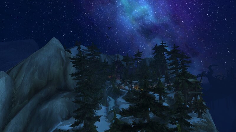 Snowy Village at Night — Blue, Serene, 3d Render, Mountains