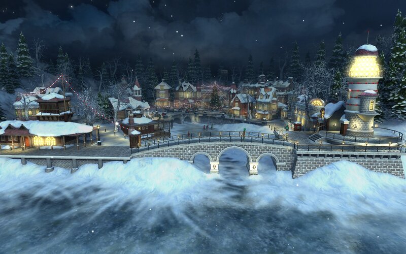Snowy Village at Night — White