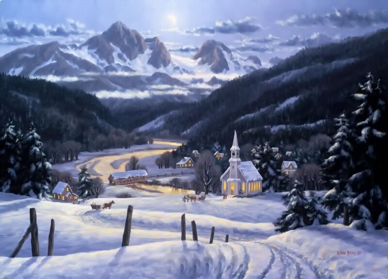 Snowy Village Church — White
