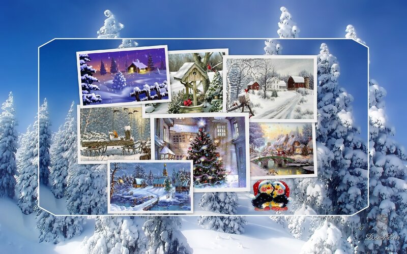 Snowy Village Collage