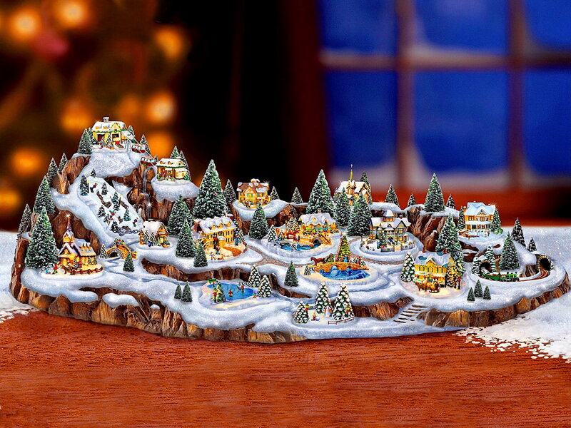 Snowy Village Diorama — White, Festive, Winter