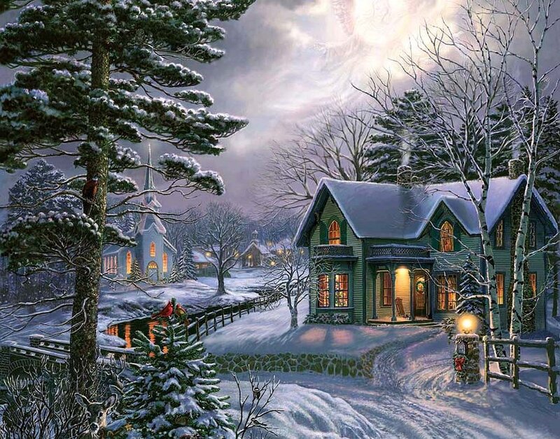 Snowy Village House — Green