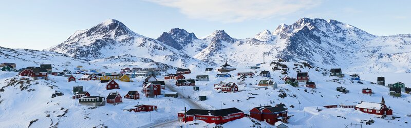 Snowy village in Greenland