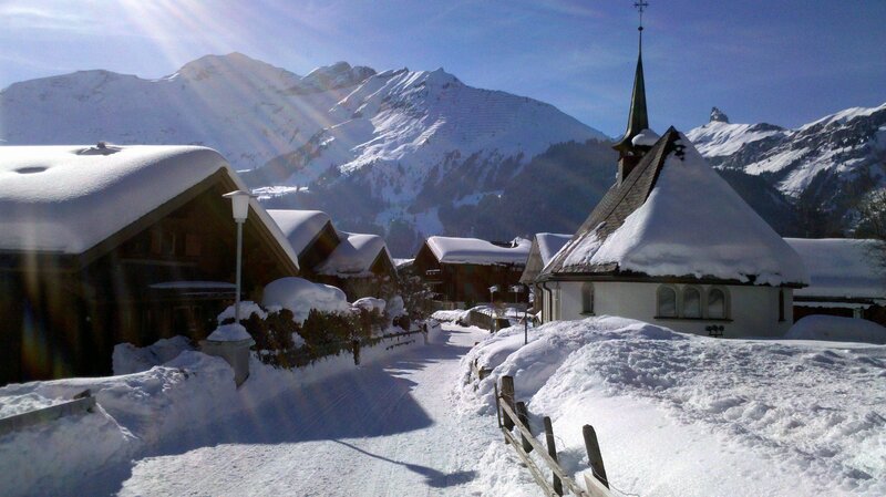 Snowy village in the Alps