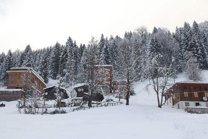 Snowy village in the mountains