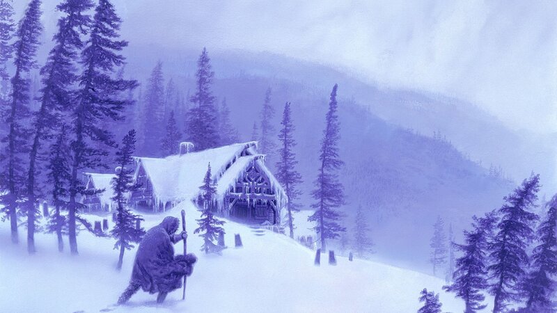 Snowy village in the mountains