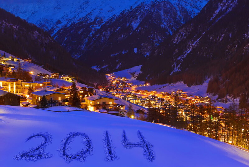 Snowy Village in Valley
