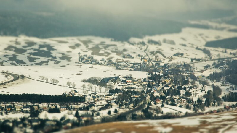 snowy village in winter