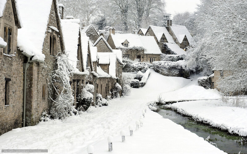 Snowy village in winter