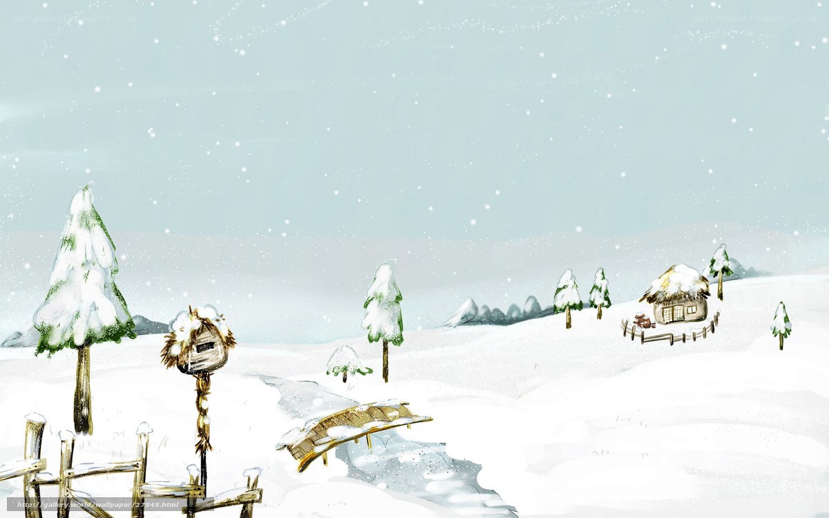Snowy village landscape