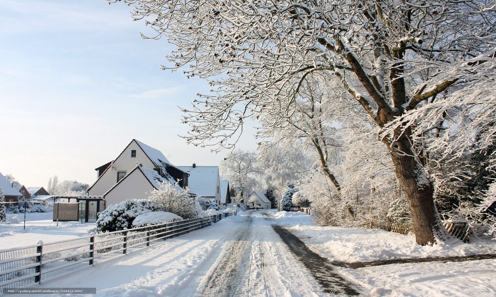 Snowy village road