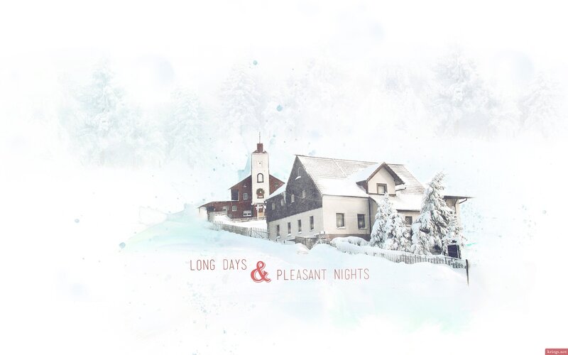 snowy village scene