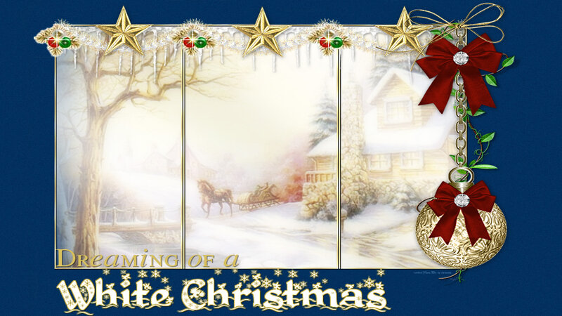 Snowy Village Scene — Blue, Festive, Winter