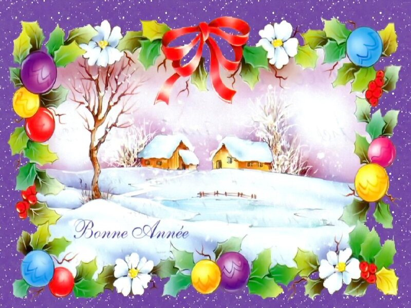 Snowy Village Scene — Purple, Festive