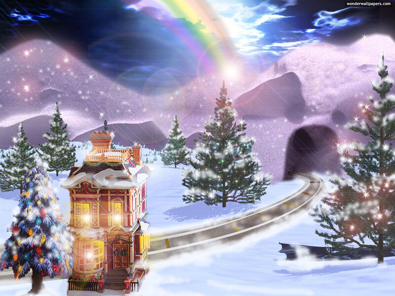 Snowy Village Scene — White, Magical