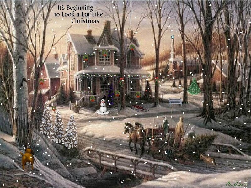 Snowy Village Scene — White, Peaceful, Winter
