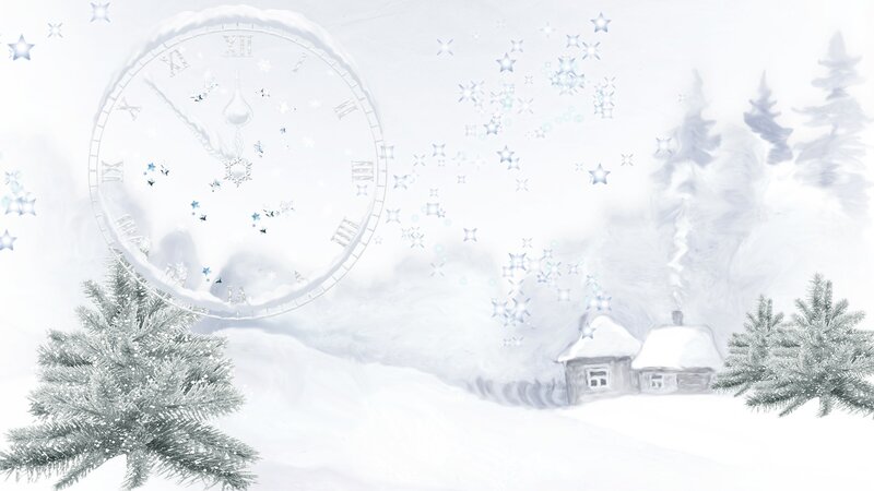 Snowy Village Scene — White, Serene