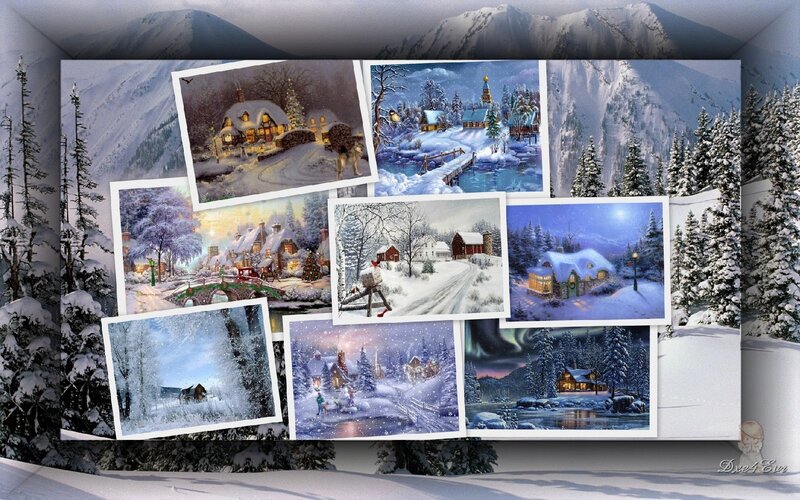 Snowy Village Scenes — White