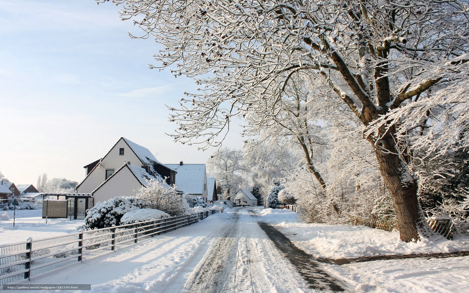 Snowy village street