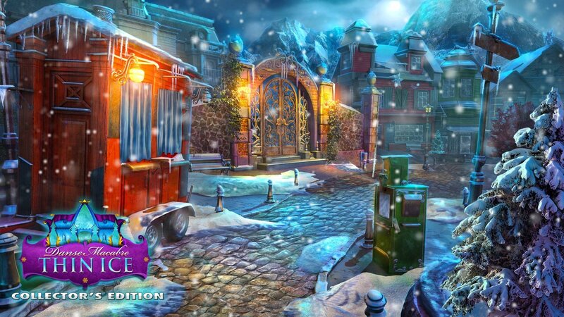 Snowy Village Street — Blue, Frosty, Serene