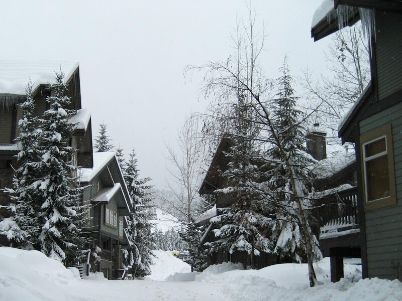 Snowy village street
