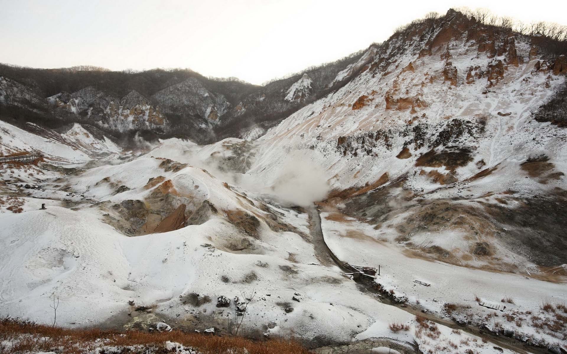 snowy volcanic landscape