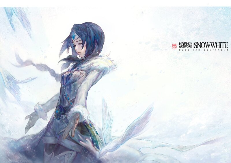 Snowy warrior woman art