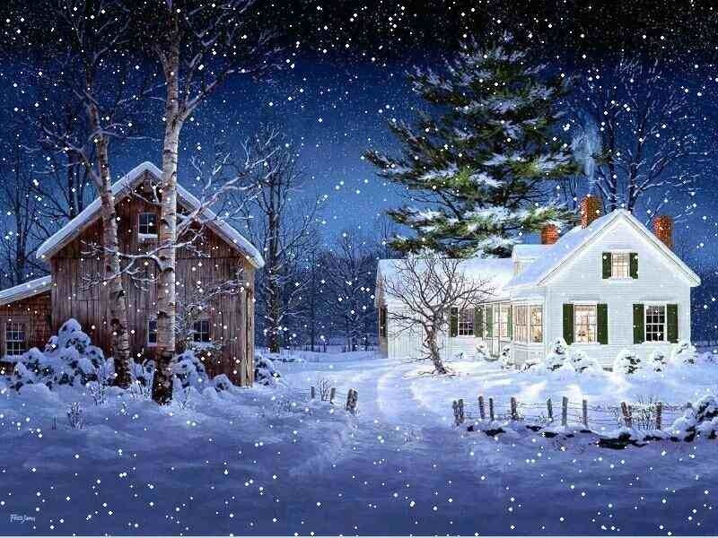 Snowy winter night scene