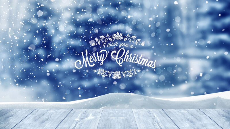 Snowy Winter Scene — Blue