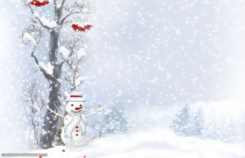 Snowy winter scene with snowman