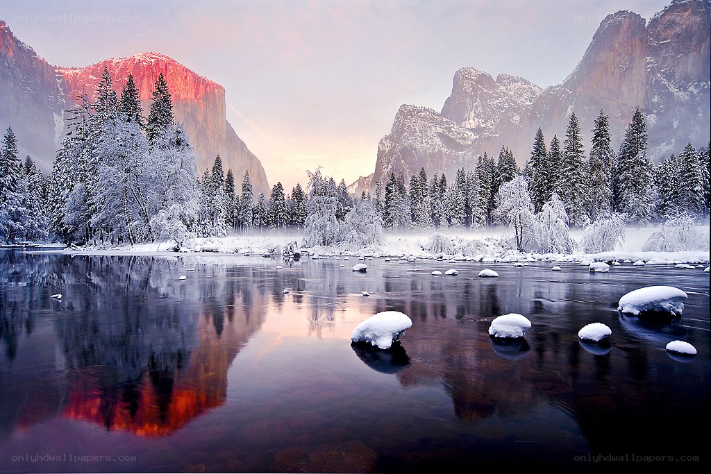 Snowy Yosemite landscape
