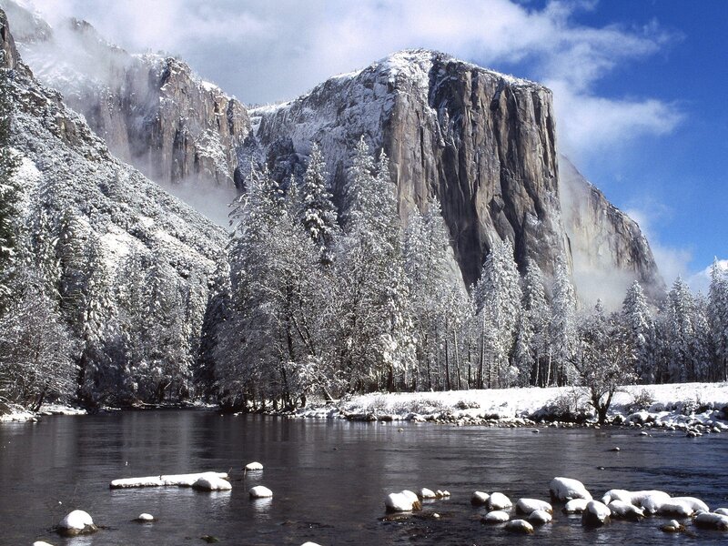 Snowy Yosemite landscape