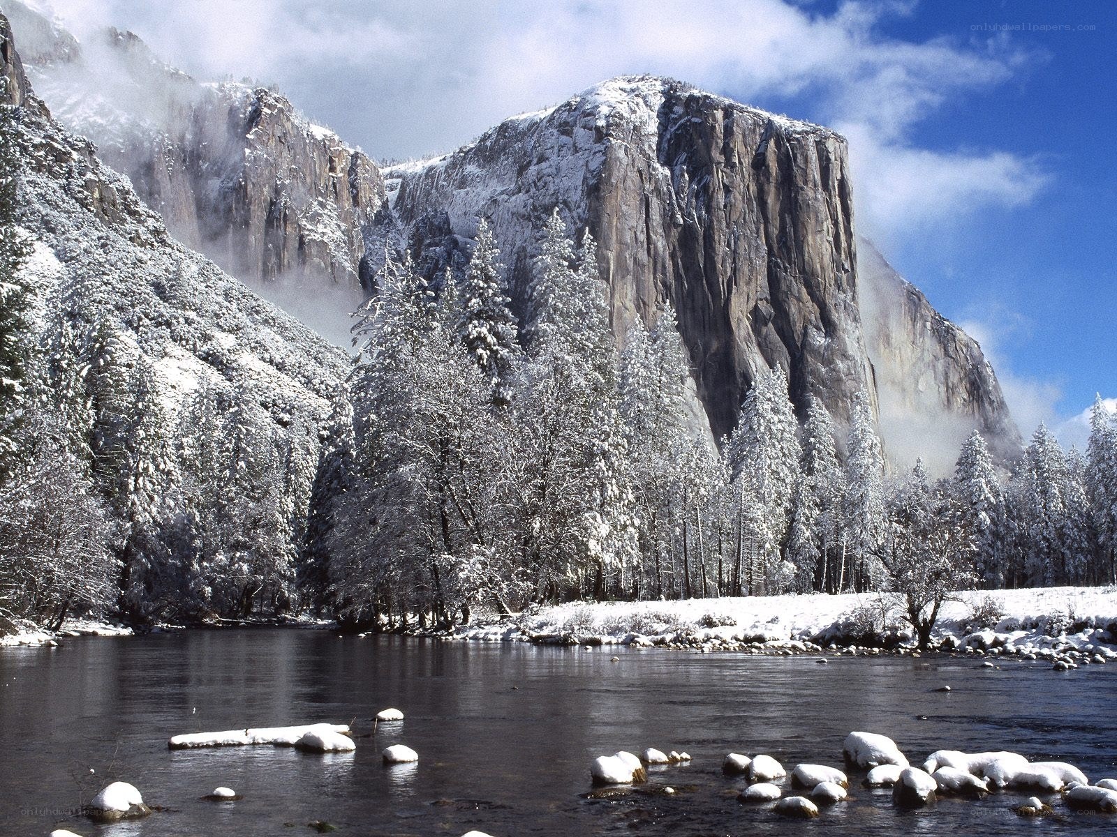 Snowy Yosemite landscape