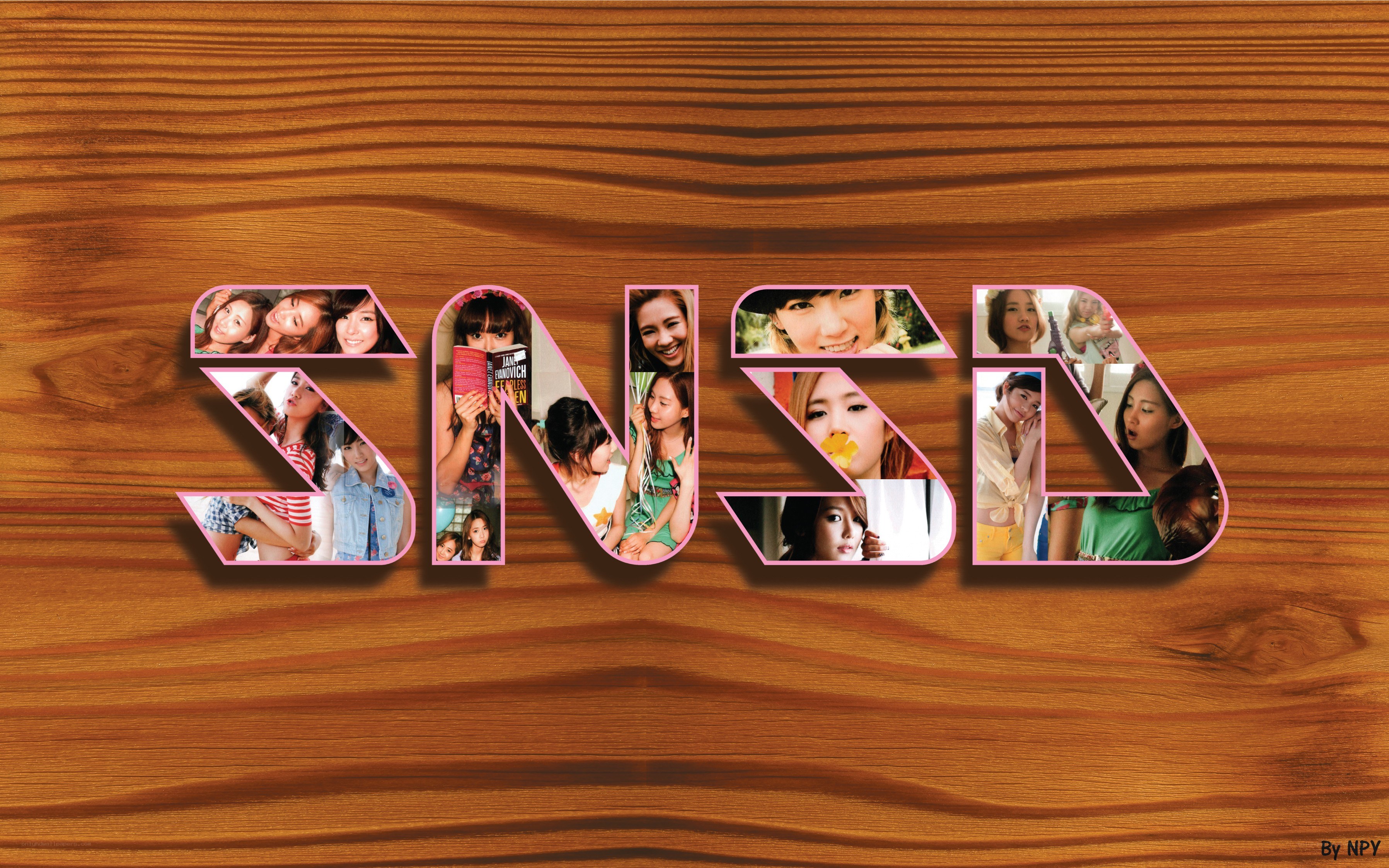 SNSD collage on wood