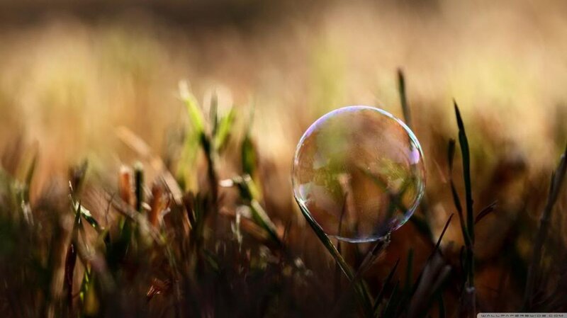 Soap Bubble on Grass — Green, Serene