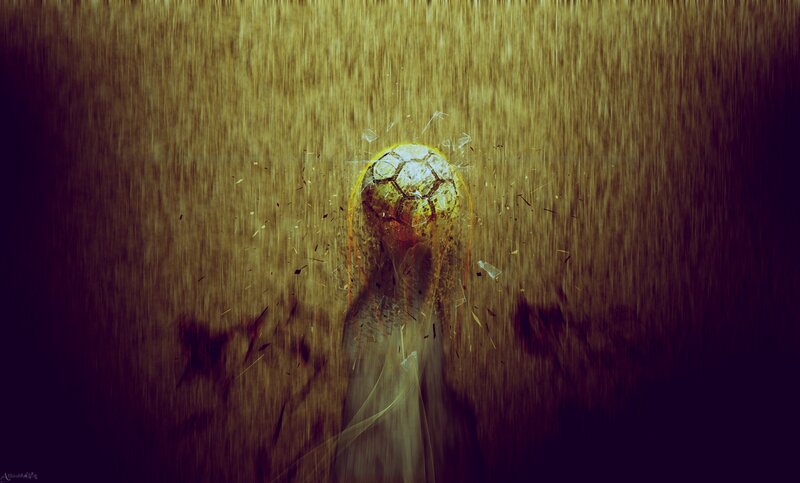 Soccer ball in golden rain