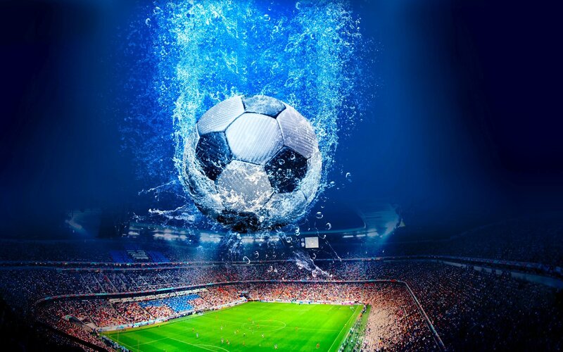 Soccer Ball in Water — Blue, Dramatic