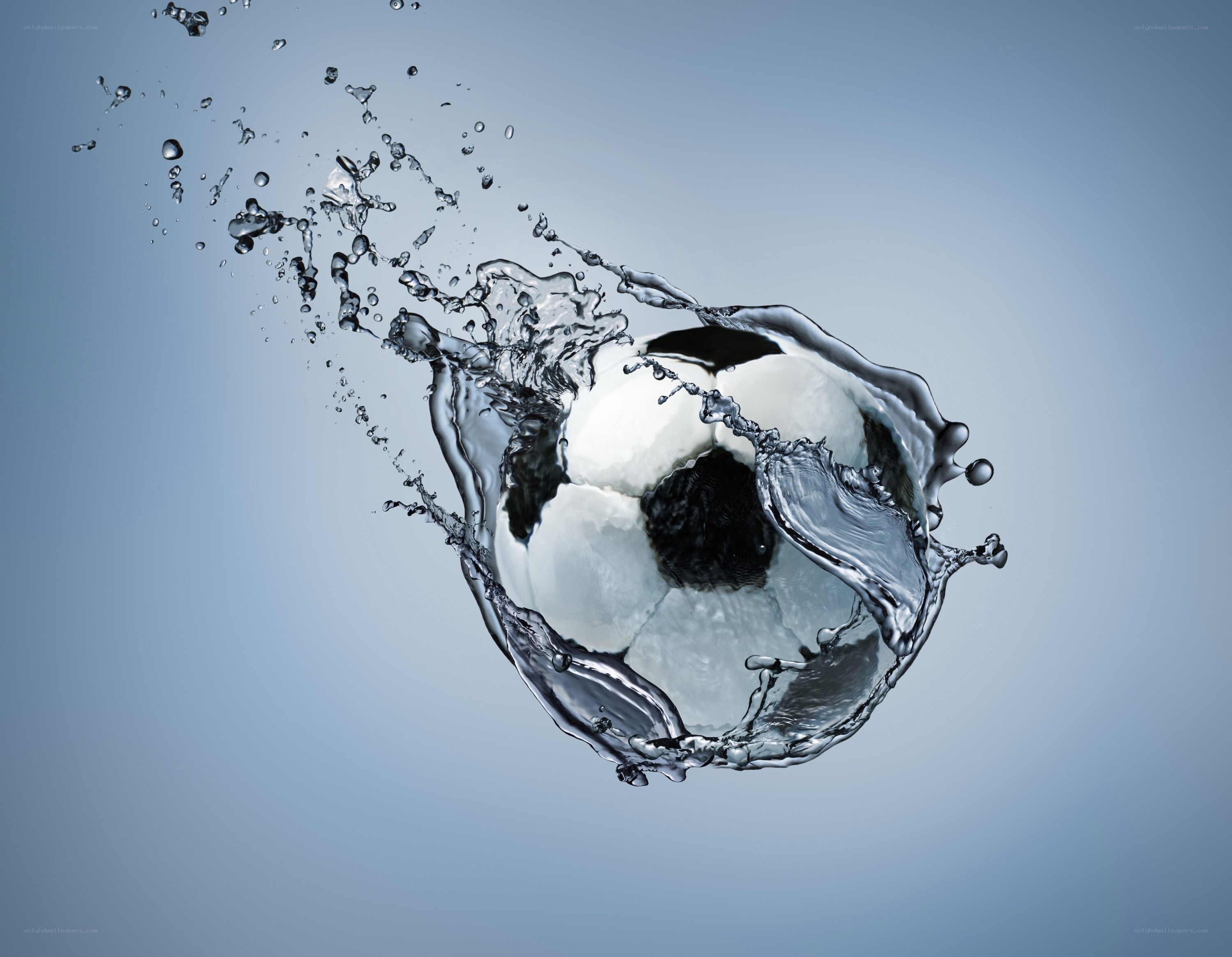 soccer ball in water splash