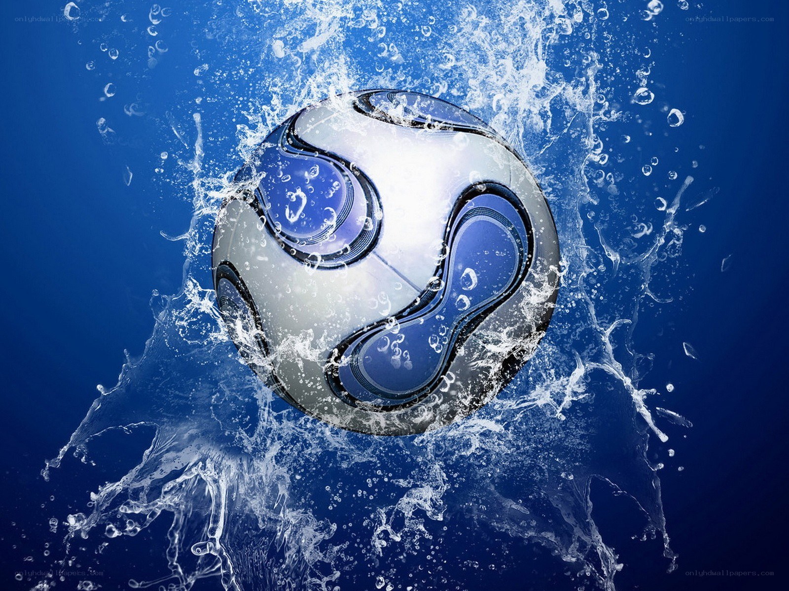 soccer ball in water splash