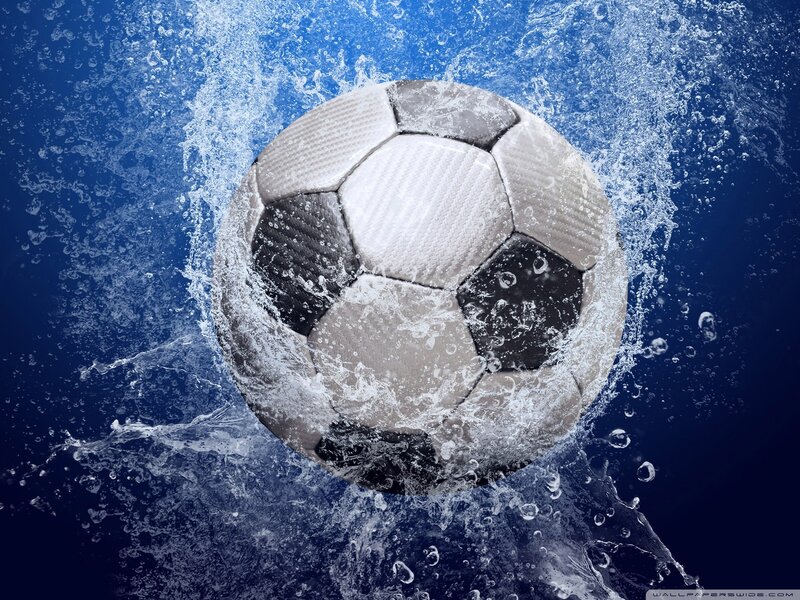 soccer ball in water splash