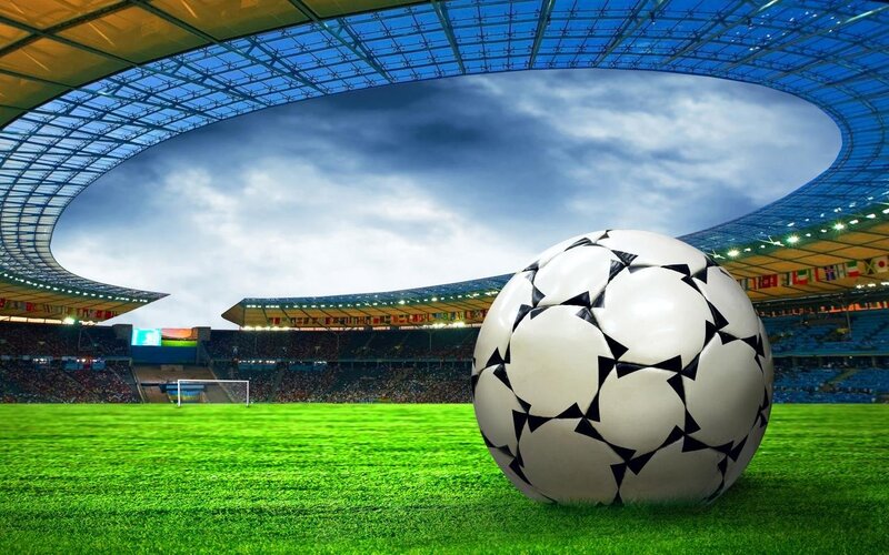 Soccer Ball on Field — Green, Dramatic