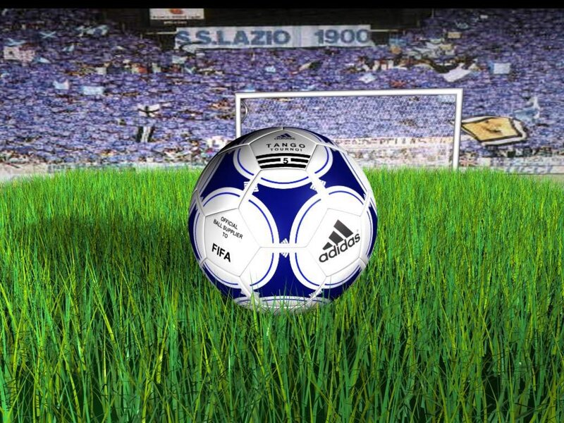 Soccer ball on field with stadium