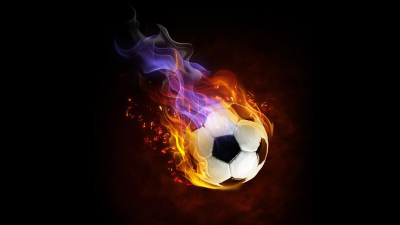 Soccer Ball on Fire — Black, Dramatic